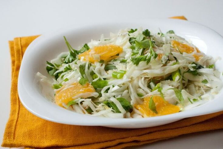 Chinese cabbage, orange and apple salad - a vitamin dish in a low-carb diet